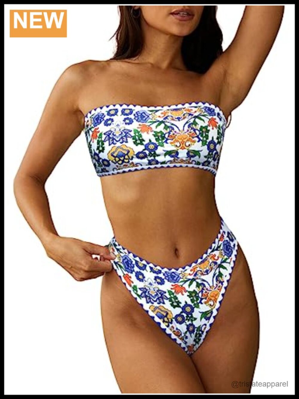 Strapless Bandeau Bikini Set Lace Up Cheeky Two Piece Swimwear